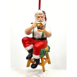Santa Claus Ceramic Ornament Hand Painted Hanging 2010 4.5 " Toys